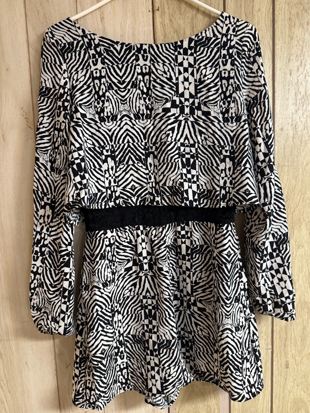 Material Girl Black Lace Overlay Top with Pink Label